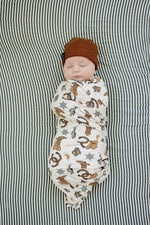 Mebie Baby Outlaw Cowboy Ribbed Bamboo Stretch Swaddle Mebie Baby Neutral Colors - 