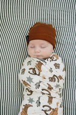 Mebie Baby Outlaw Cowboy Ribbed Bamboo Stretch Swaddle Mebie Baby Neutral Colors - 