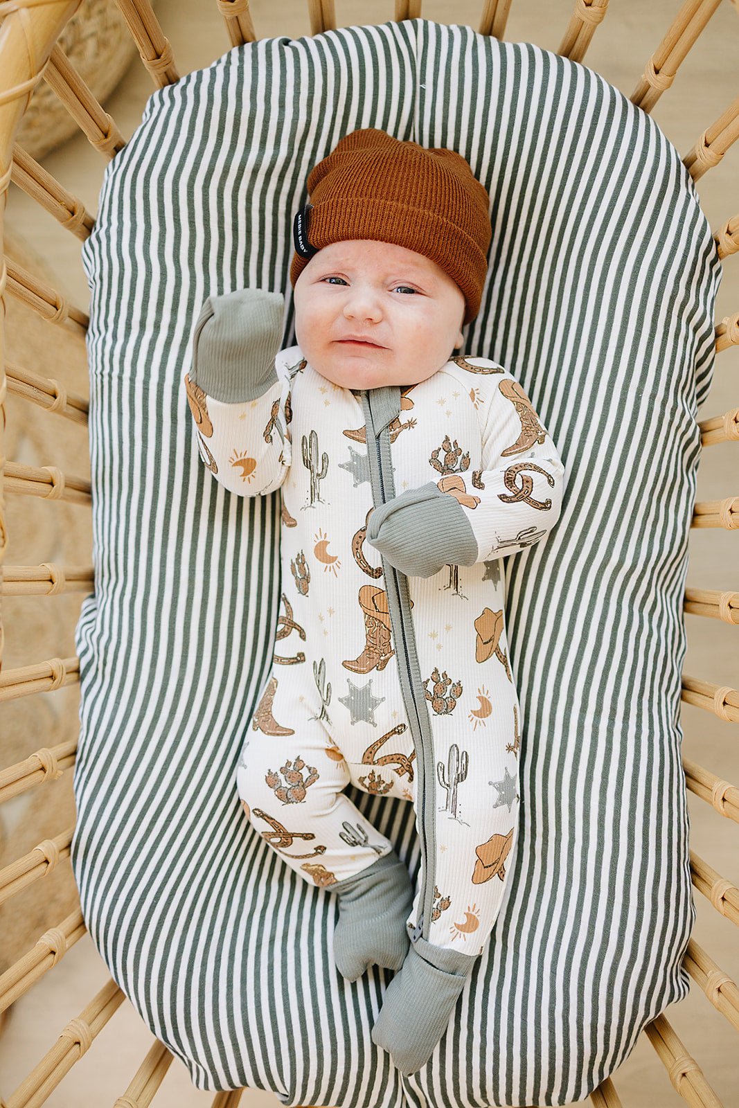 Mebie Baby Outlaw Cowboy Ribbed Bamboo Zipper - 