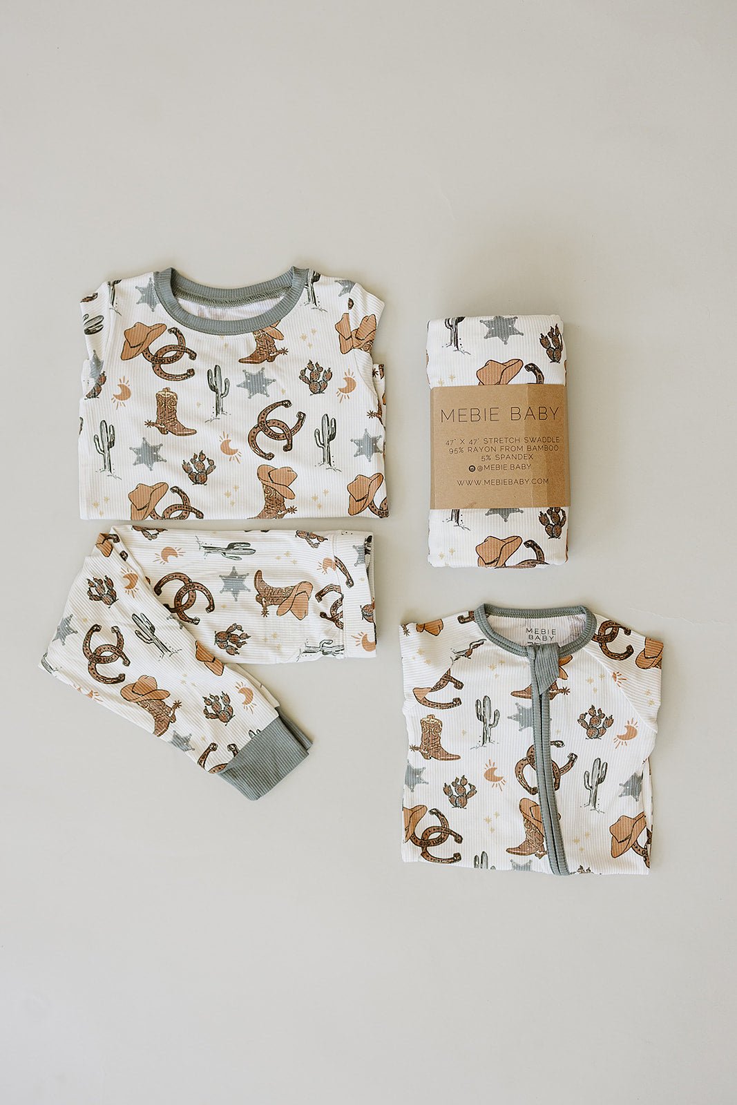 Mebie Baby Outlaw Cowboy Ribbed Bamboo Zipper - 