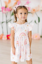 Mila & Rose ® Over the Rainbow Flutter Sleeve Twirl Dress - 