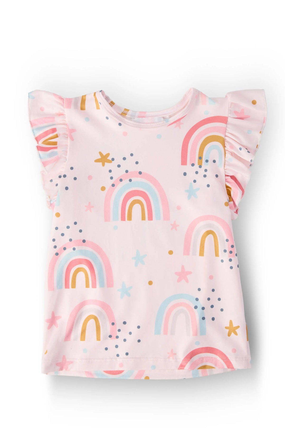 Over the Rainbow S/S Ruffle Tee - Pink, Baby & Toddler Clothing, Top | Everetts Place