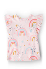Over the Rainbow S/S Ruffle Tee - Pink, Baby & Toddler Clothing, Top | Everetts Place