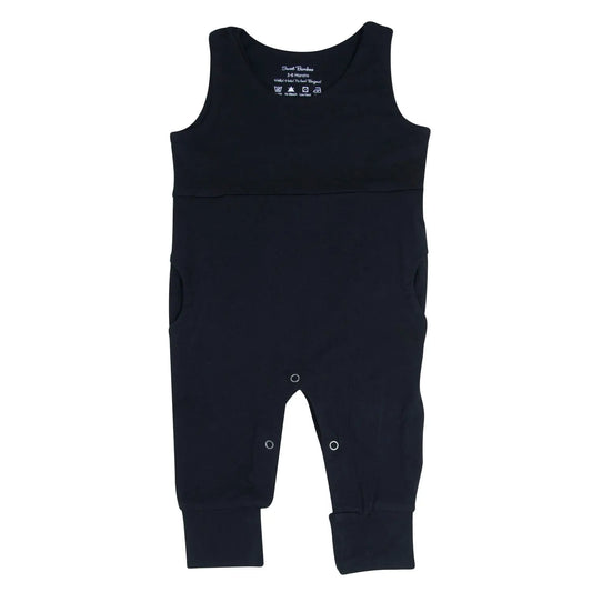 Blazing Black Overall for Trend Setters with Snap Closure and Cuffed Legs Sweet Bamboo
