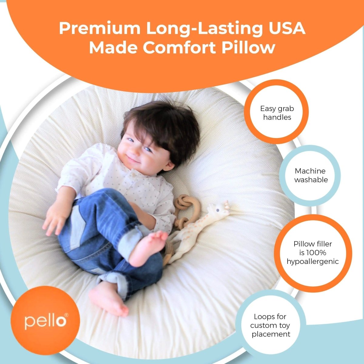Oxford Blue Floor Cushion for Kids Comfortable Support and Independent Play.