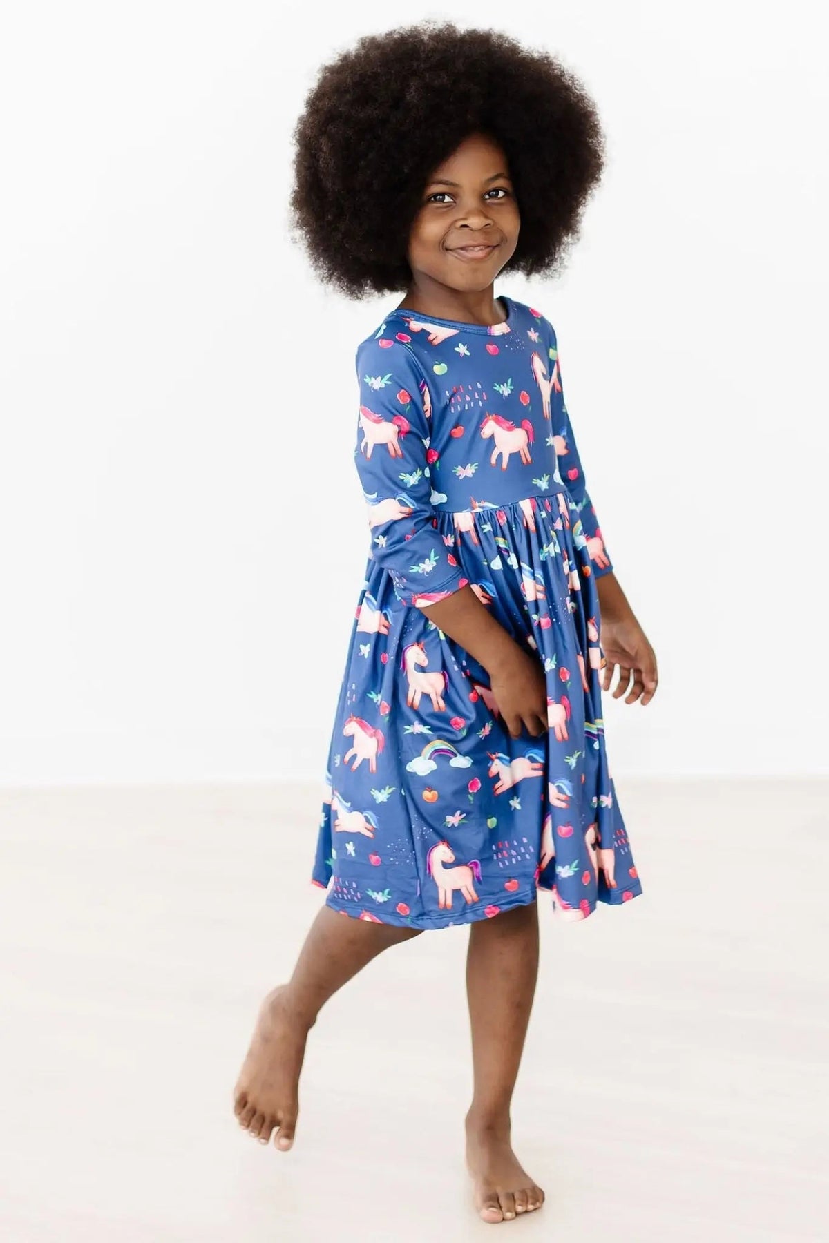 Mila & Rose ® Painted Skies 3/4 Sleeve Pocket Twirl Dress - 
