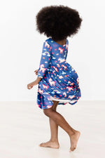 Mila & Rose ® Painted Skies 3/4 Sleeve Pocket Twirl Dress - 