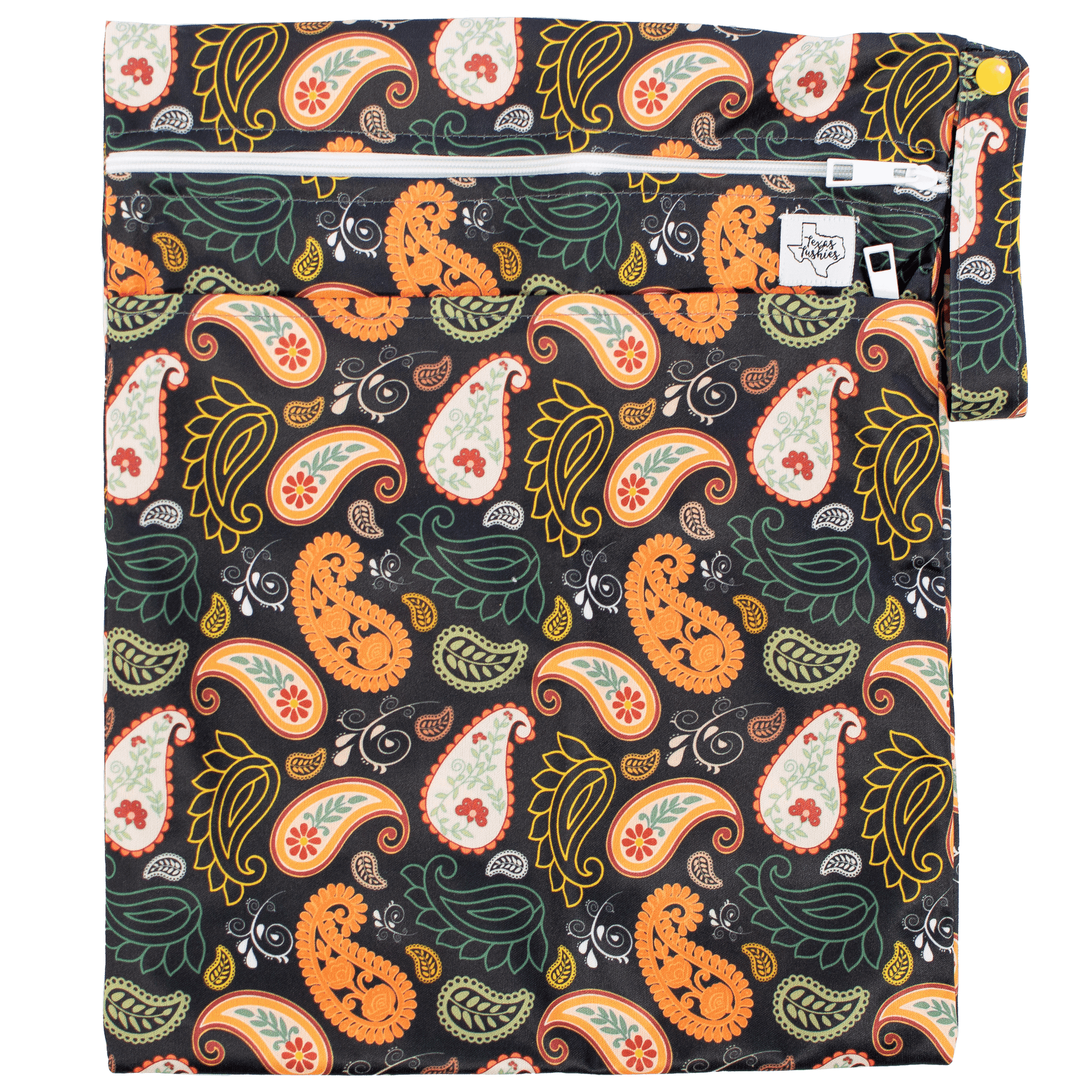 Paisley Wet Bag Double Zipper Water Resistant Cloth Diaper Bag 12 by 16 Inches Texas Tushies