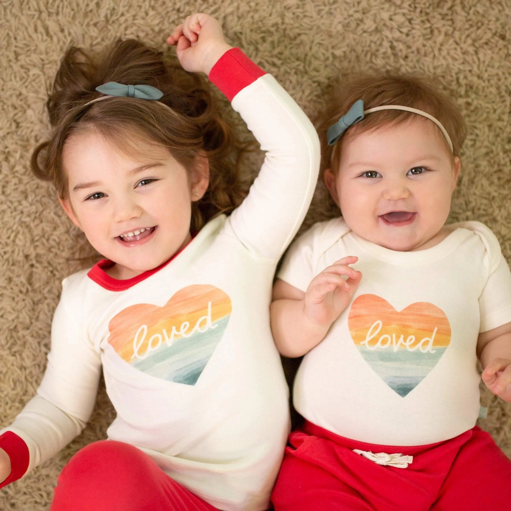 Finn + Emma pajamas | loved rainbow heart - 