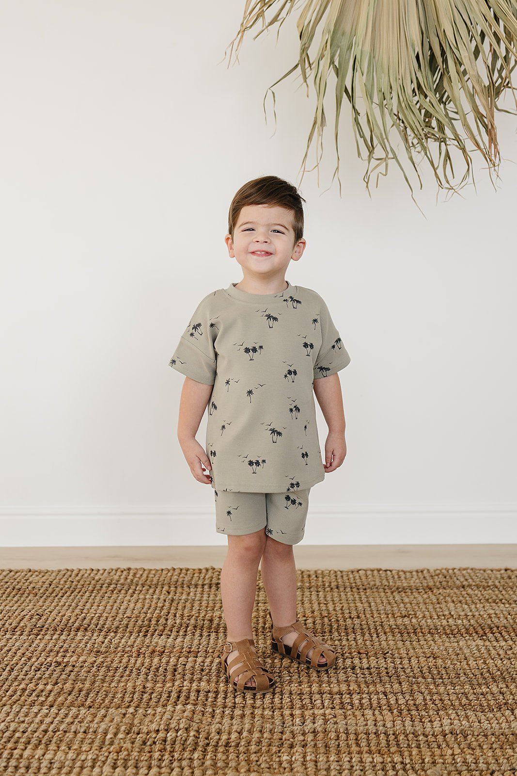 Mebie Baby Palm Tree Button Short Set For Babies And Toddlers Up To 6 Years - 