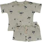 Mebie Baby Palm Tree Button Short Set For Babies And Toddlers Up To 6 Years - 
