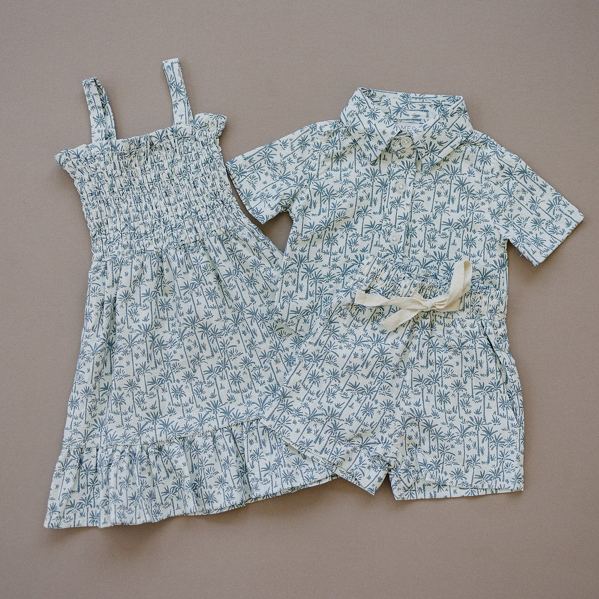 Mebie Baby Palm Tree Linen Dress for Baby by Mebie Baby Resort Wear - 