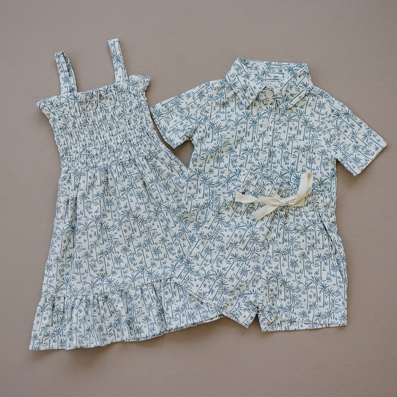 Mebie Baby Palm Tree Linen Dress for Baby by Mebie Baby Resort Wear - 
