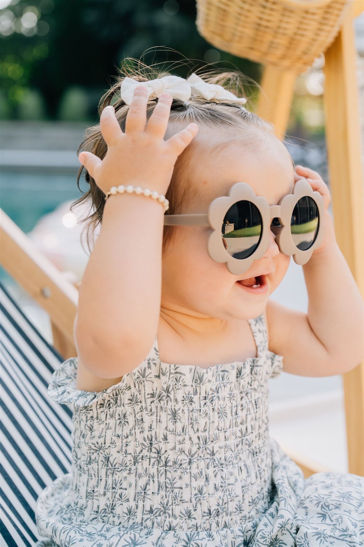 Mebie Baby Palm Tree Linen Dress for Baby by Mebie Baby Resort Wear - 