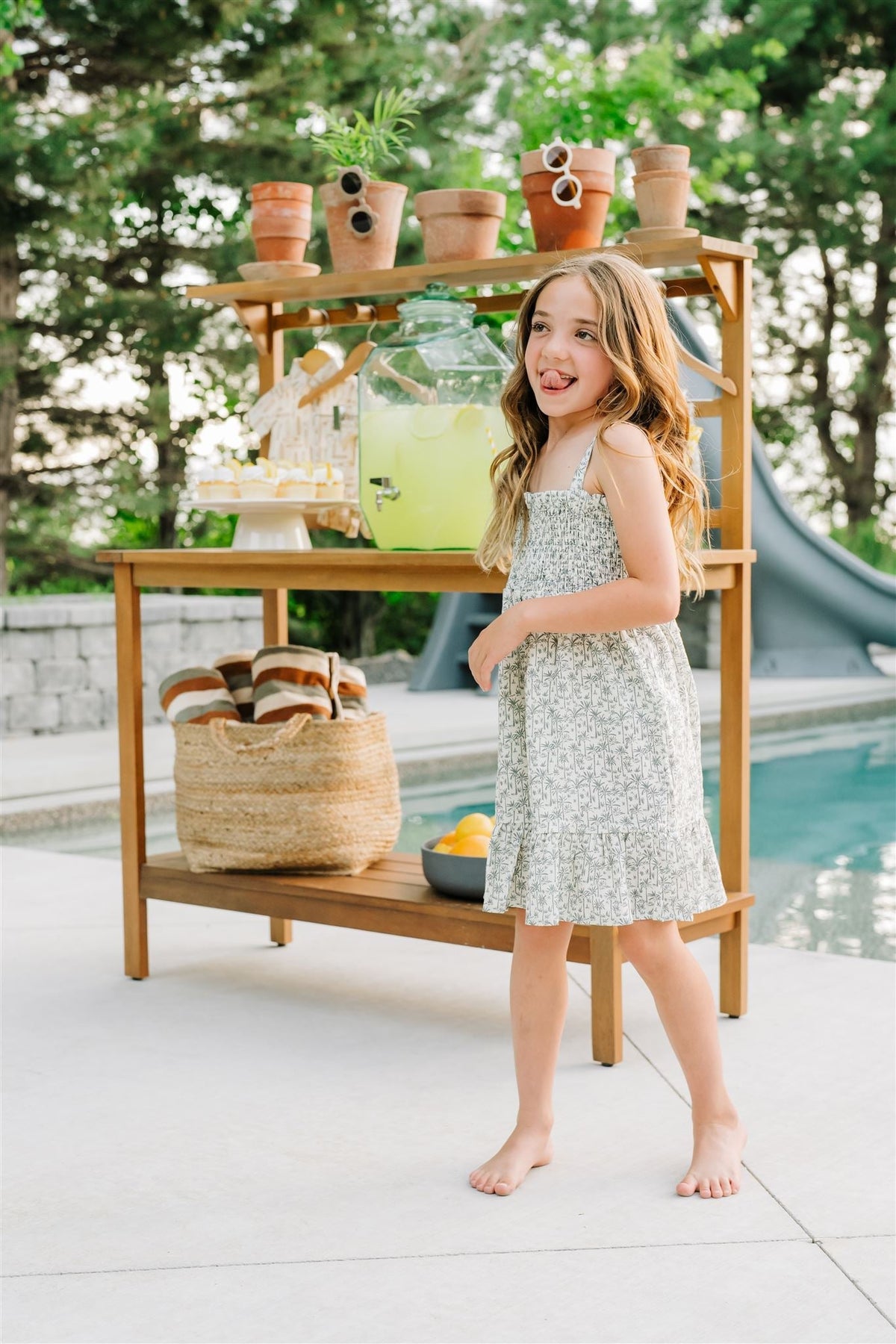 Mebie Baby Palm Tree Linen Dress for Baby by Mebie Baby Resort Wear - 