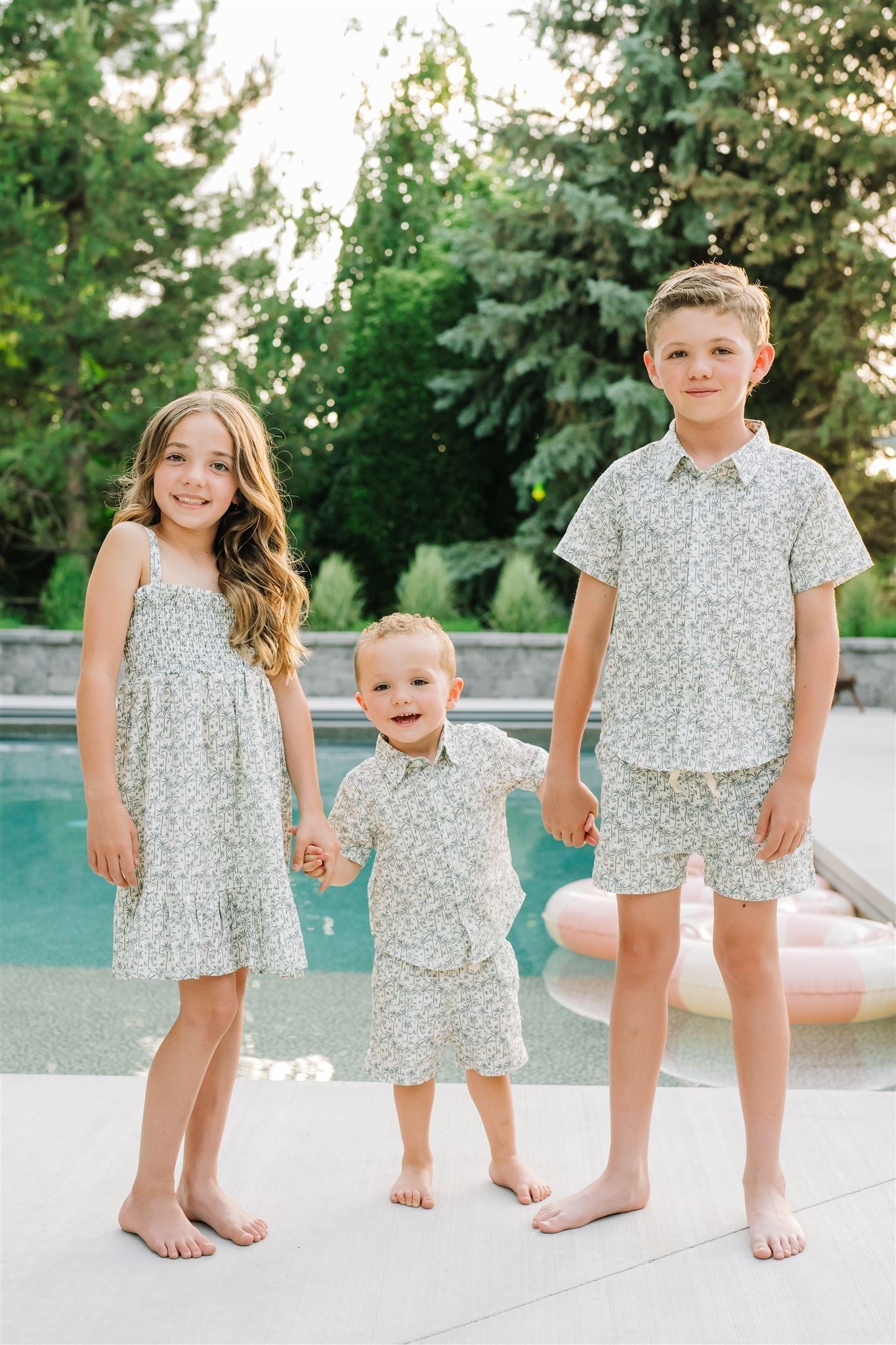 Mebie Baby Palm Tree Linen Dress for Baby by Mebie Baby Resort Wear - 