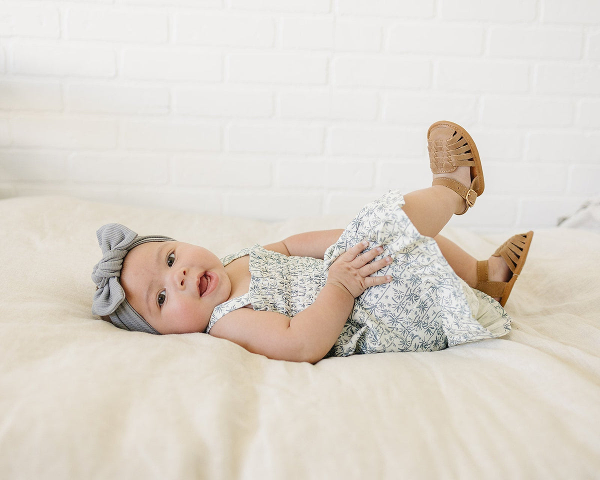 Mebie Baby Palm Tree Linen Dress for Baby by Mebie Baby Resort Wear - 