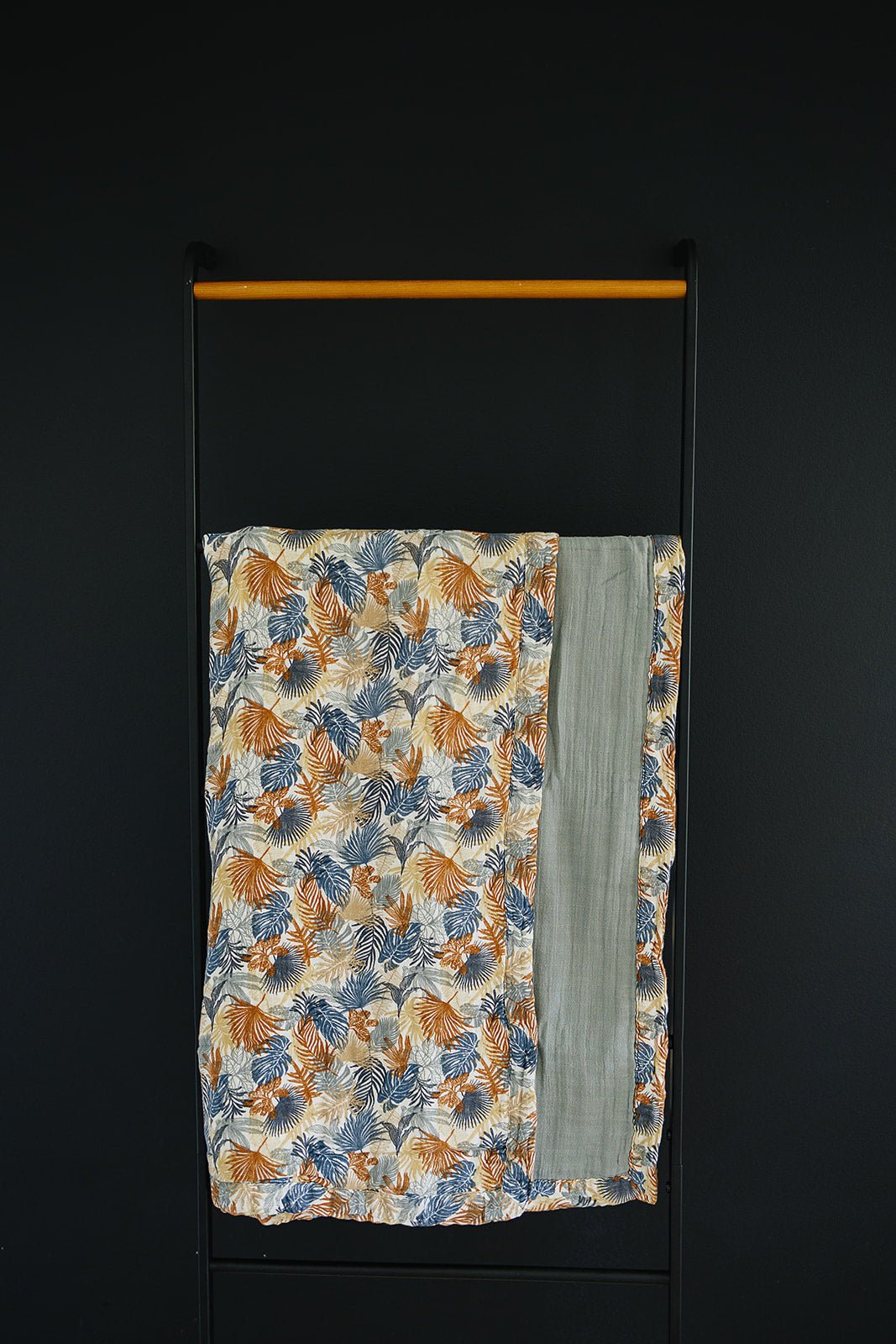 Mebie Baby Paradise Palms+ Dusty Blue Muslin Quilt - 