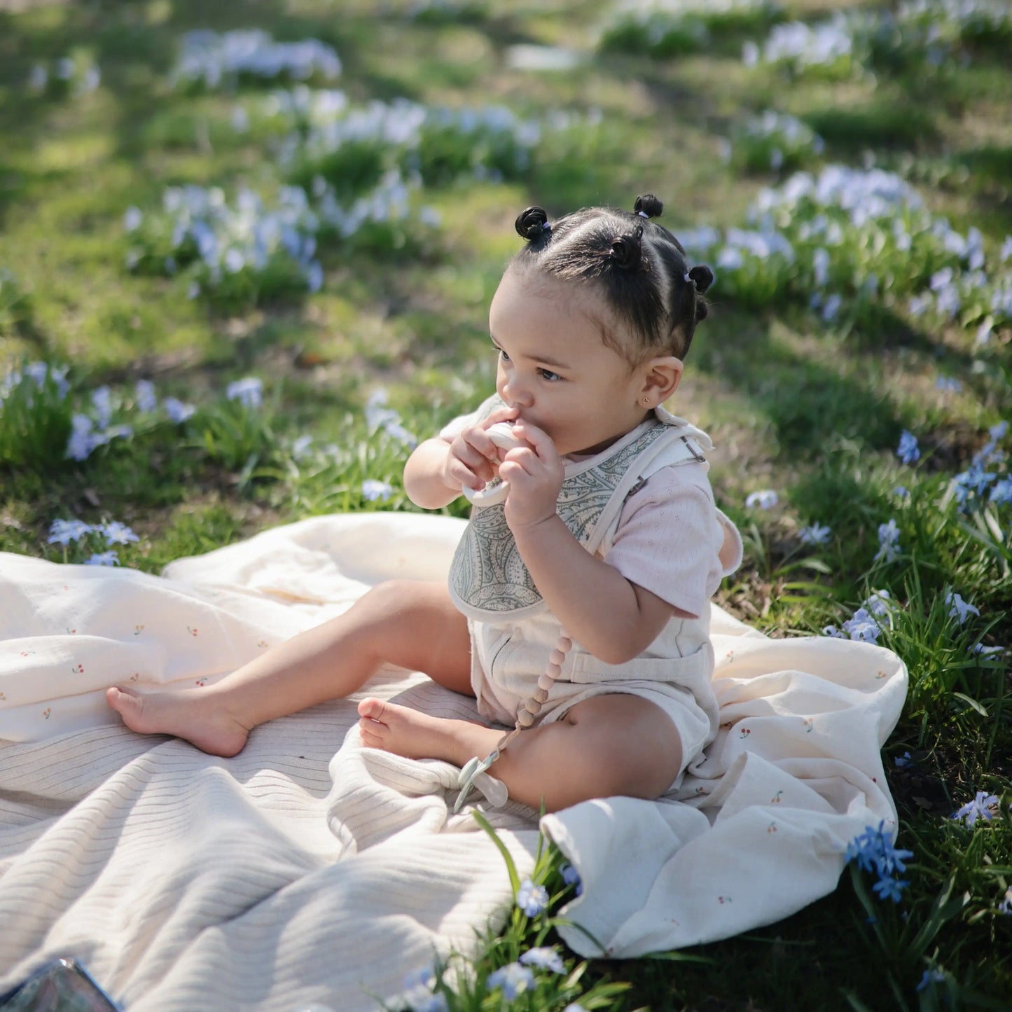 Organic Cotton Muslin Swaddle Blanket for Baby Cuddling and Nursing Mushie