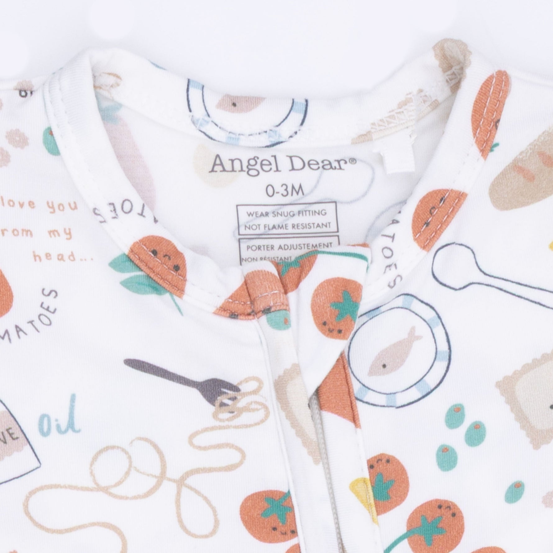 Angel Dear Pasta Lovers - 2 Way Zipper FootieEveretts Place