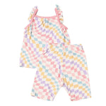Bestaroo Pastel Checks Bamboo Flutter Sleeve Tank Tops And Shorts Set For Baby - 