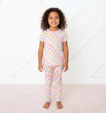 Bestaroo Pastel Checks Bamboo Short Sleeve Pajama Set for Kids Soft and Cozy - 