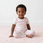Bestaroo Pastel Checks Bamboo Short Sleeve Pajama Set for Kids Soft and Cozy - 