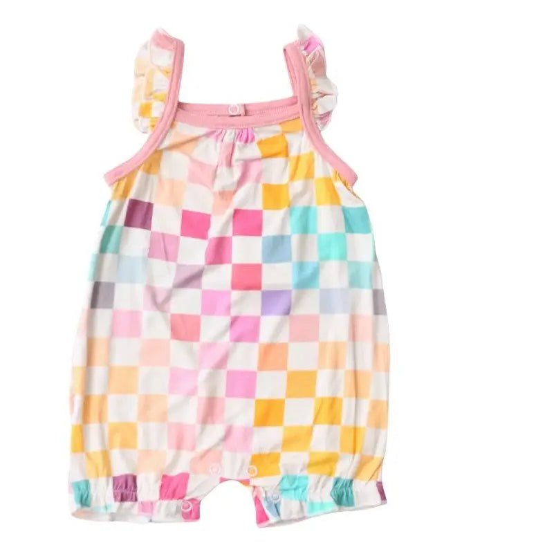 Pastel Checks Bubble Romper - Baby & Toddler Clothing, Textile, Overall, Pink, One-piece garment | Everetts Place