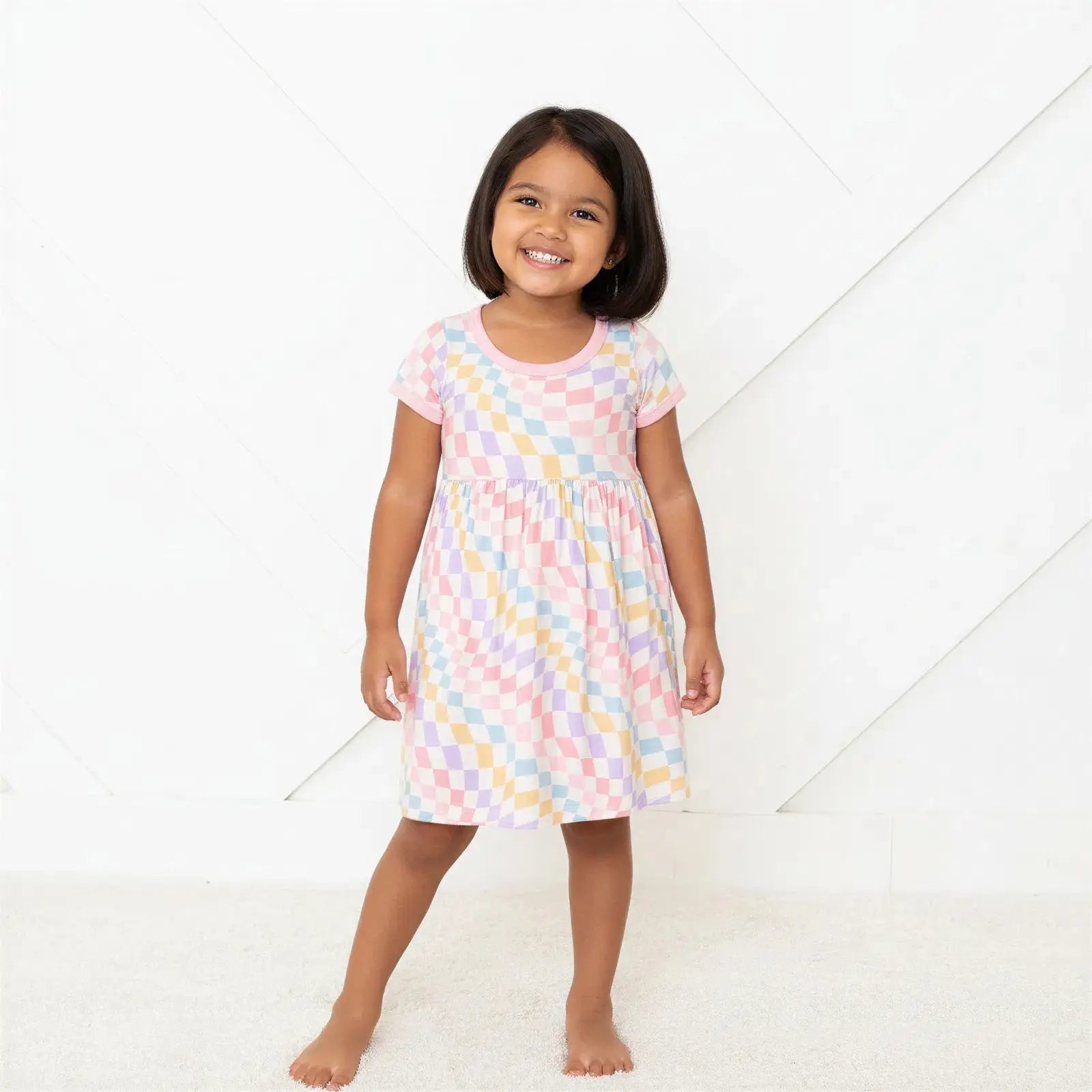 Bestaroo Pastel Checks Dress for Toddlers in Soft Bamboo Fabric Bestaroo - 