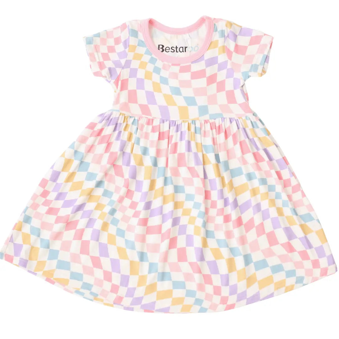 Bestaroo Pastel Checks Dress for Toddlers in Soft Bamboo Fabric Bestaroo - 