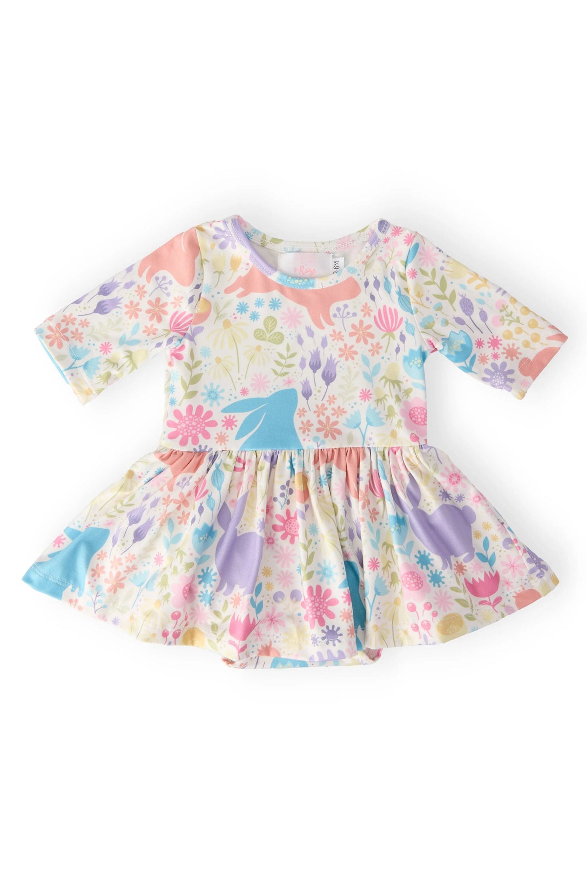 Mila & Rose ® Pastel Floral Bunnies Twirl Bodysuit - 