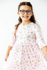 Mila & Rose ® Pastel Petals 3/4 Sleeve Pocket Twirl Dress - 