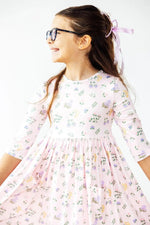 Mila & Rose ® Pastel Petals 3/4 Sleeve Pocket Twirl Dress - 