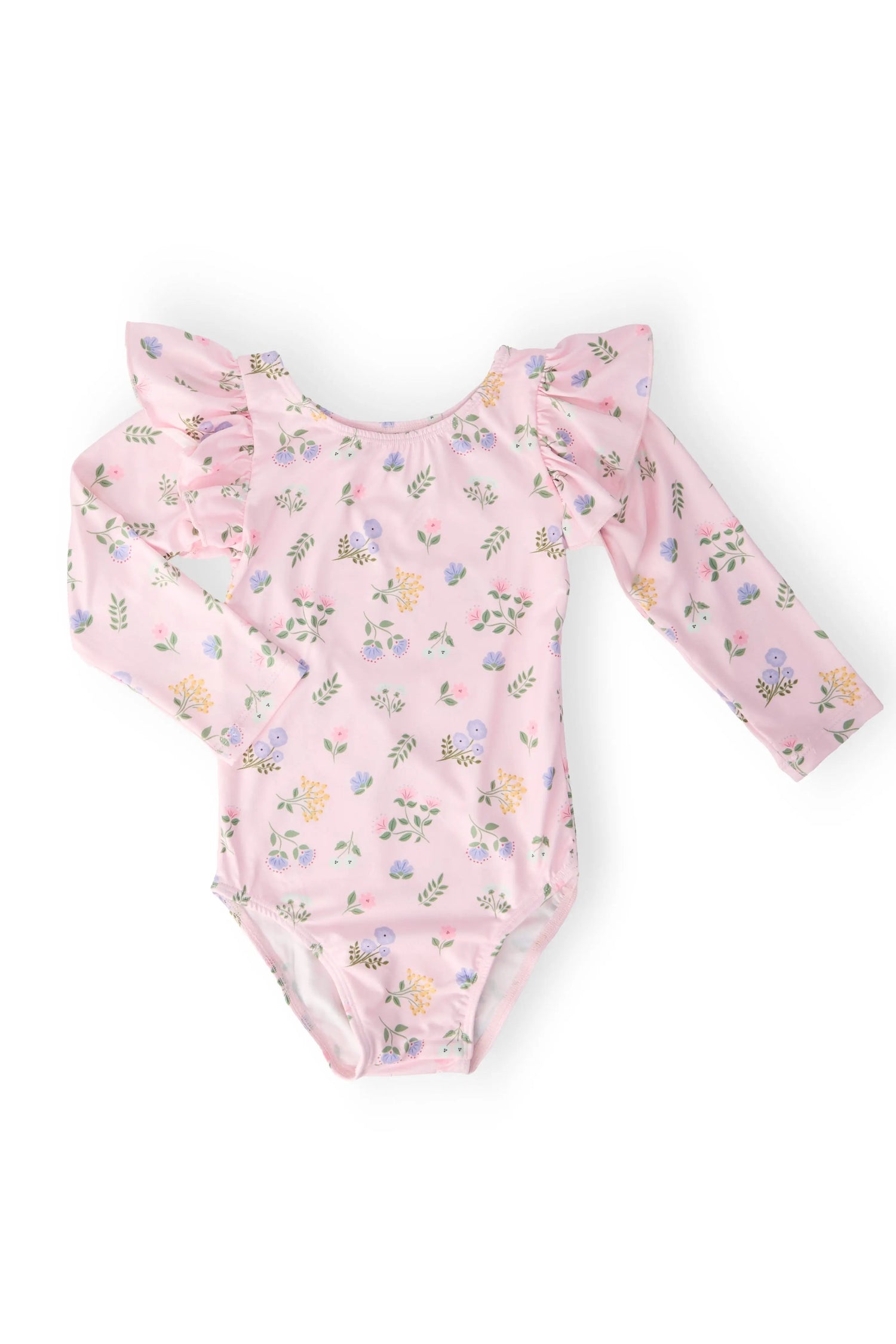 Mila & Rose ® Pastel Petals L/S Flutter Sleeve Leotard - 