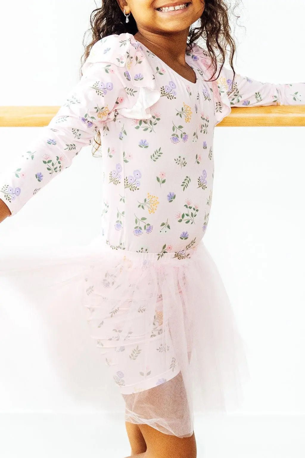 Mila & Rose ® Pastel Petals L/S Flutter Sleeve Leotard - 