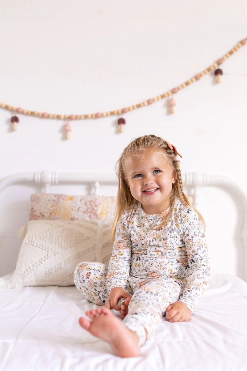 Little Joy Co. Pastel Petals Modal Pajamas 2pc Soft Breathable Nightwear - Everetts Place Boutique - 