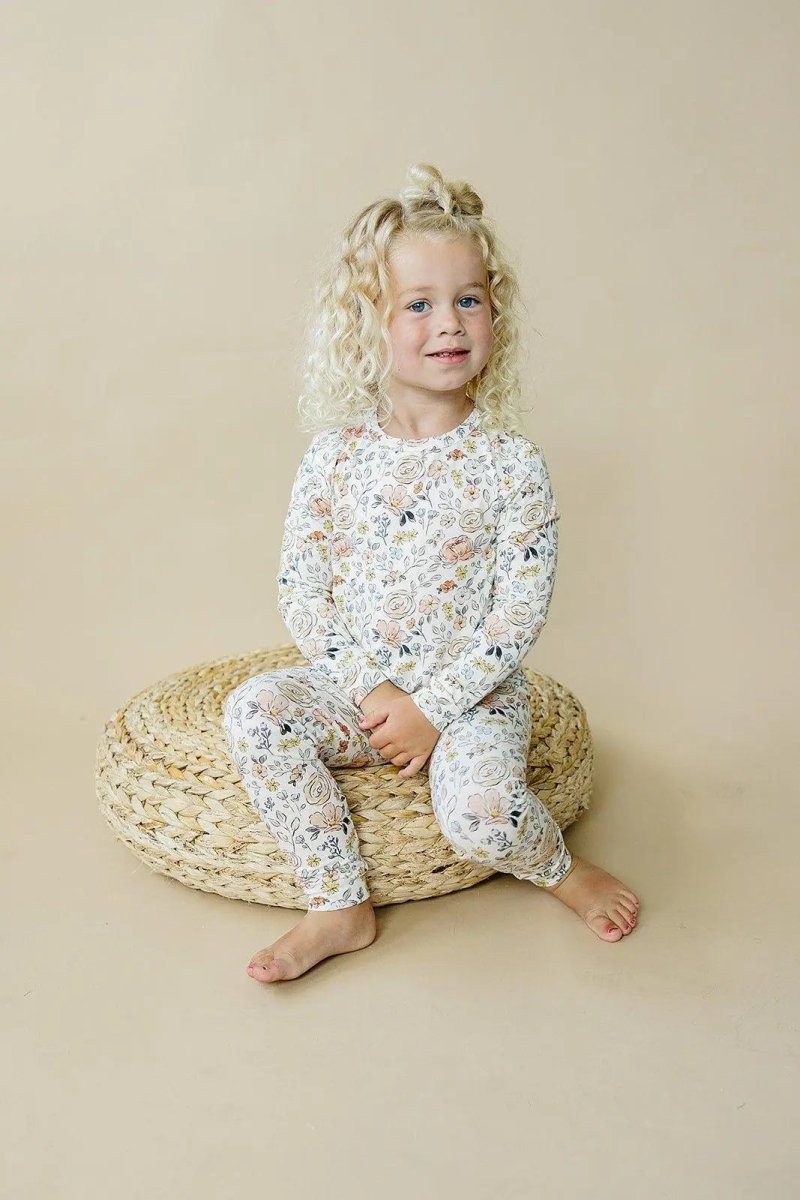 Little Joy Co. Pastel Petals Modal Pajamas 2pc Soft Breathable Nightwear - Everetts Place Boutique - 