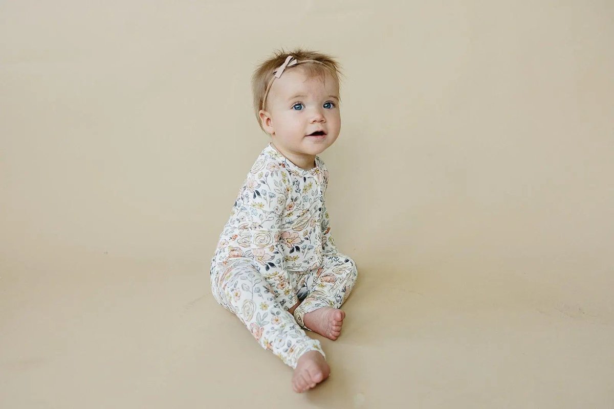 Little Joy Co. Pastel Petals Modal Zippy Romper For Baby With Feet - Everetts Place Boutique - 