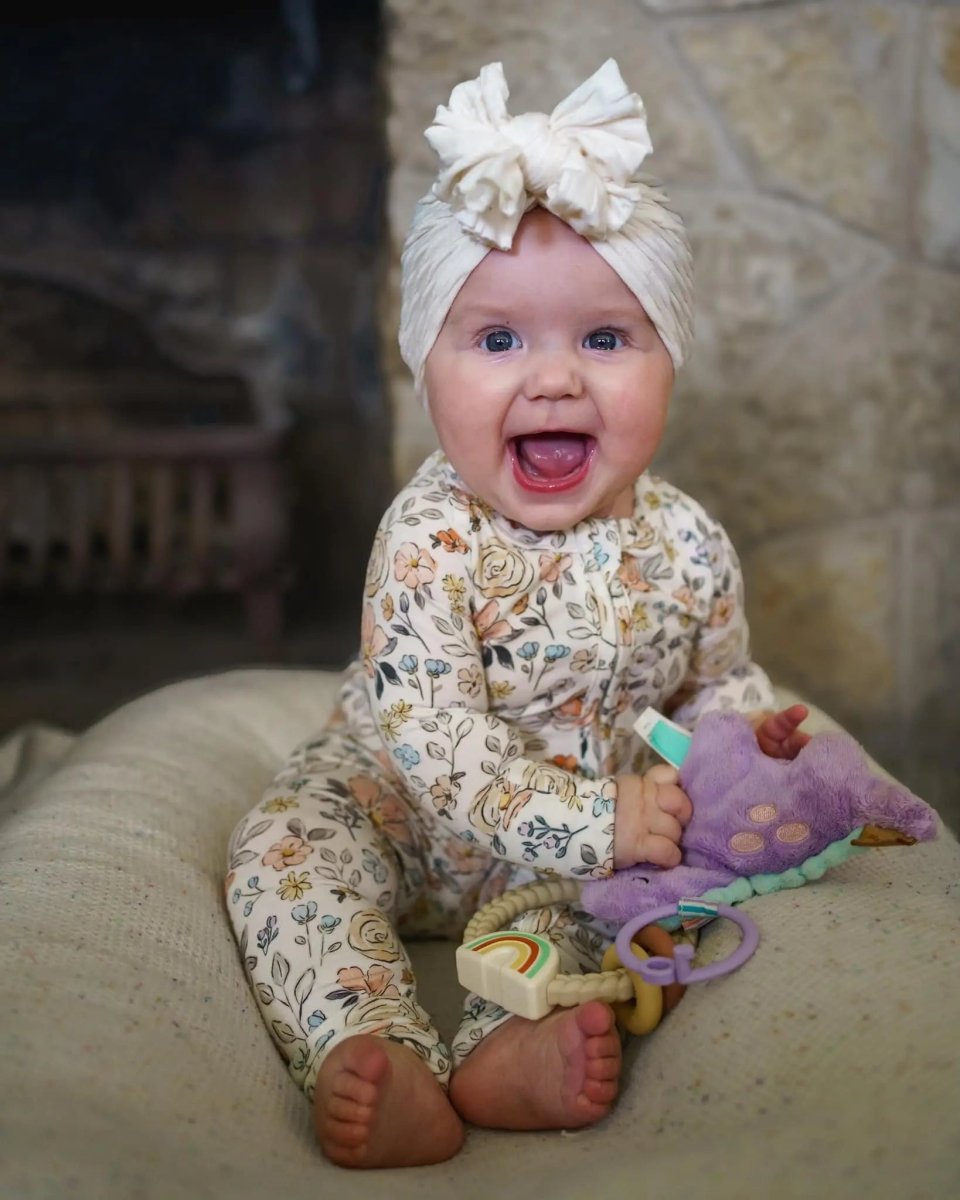 Little Joy Co. Pastel Petals Modal Zippy Romper For Baby With Feet - Everetts Place Boutique - 