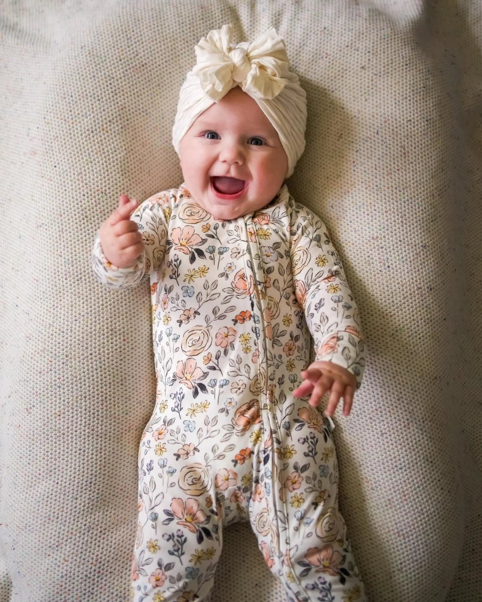 Little Joy Co. Pastel Petals Modal Zippy Romper For Baby With Feet - Everetts Place Boutique - 