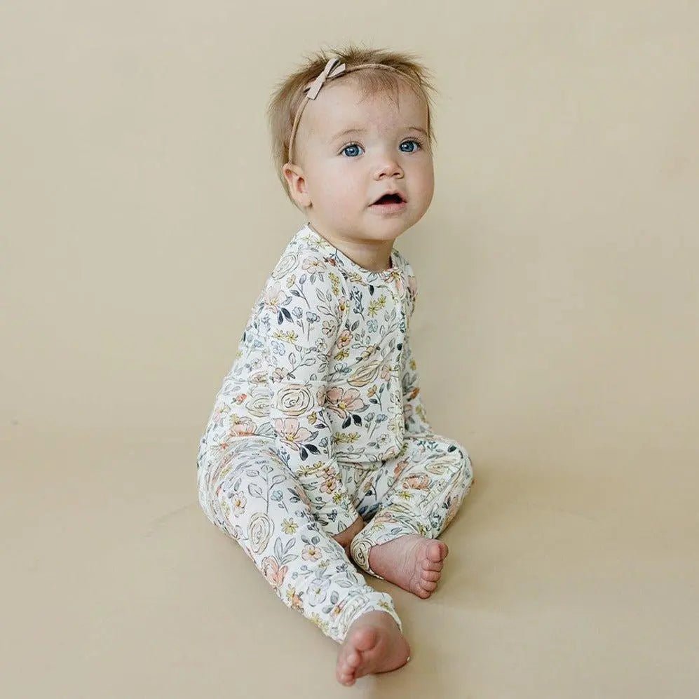 Little Joy Co. Pastel Petals Modal Zippy Romper For Baby With Feet - Everetts Place Boutique - 