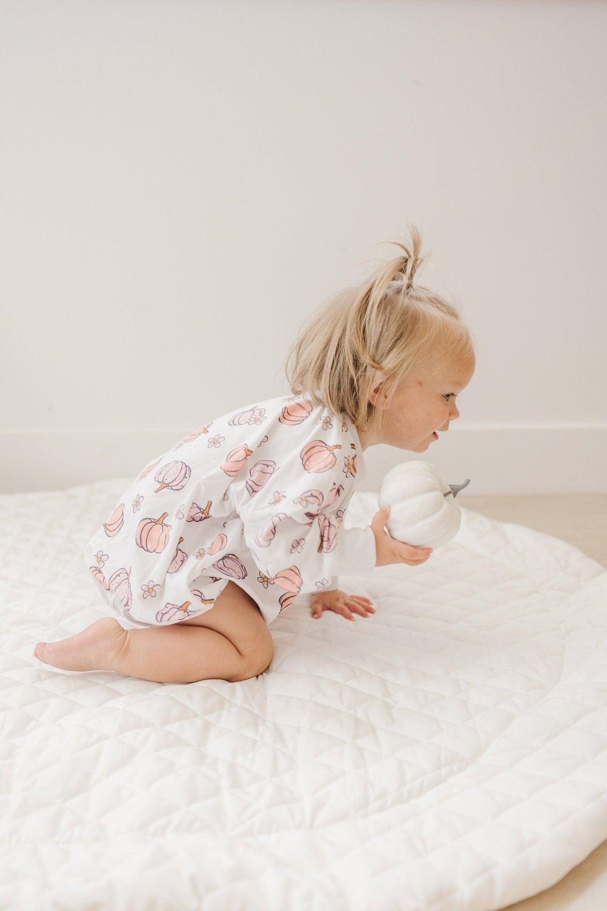 Bamboo Bubble Romper, Pastel Pumpkins, Oversized by Little Joy Co.