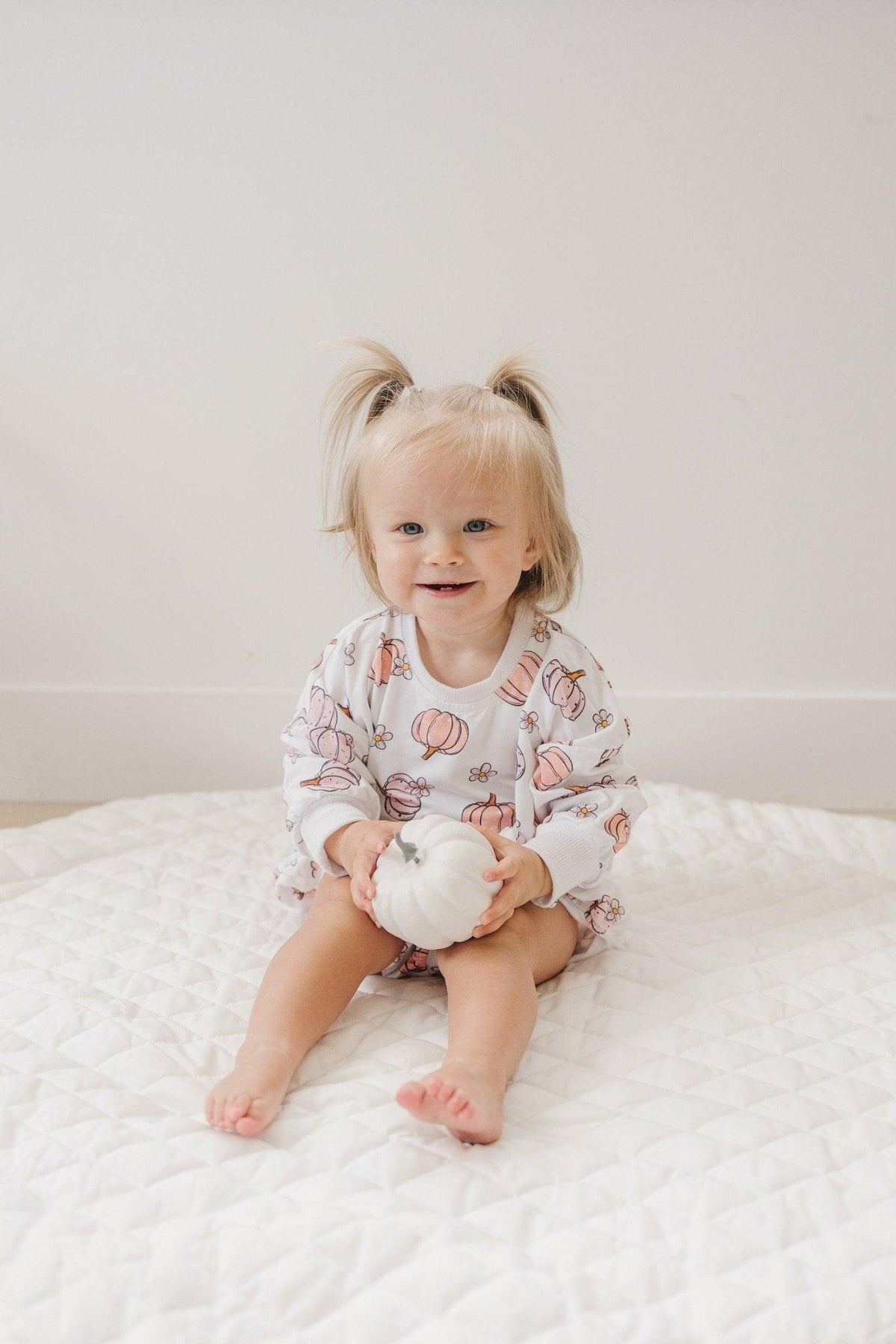 Bamboo Bubble Romper, Pastel Pumpkins, Oversized by Little Joy Co.