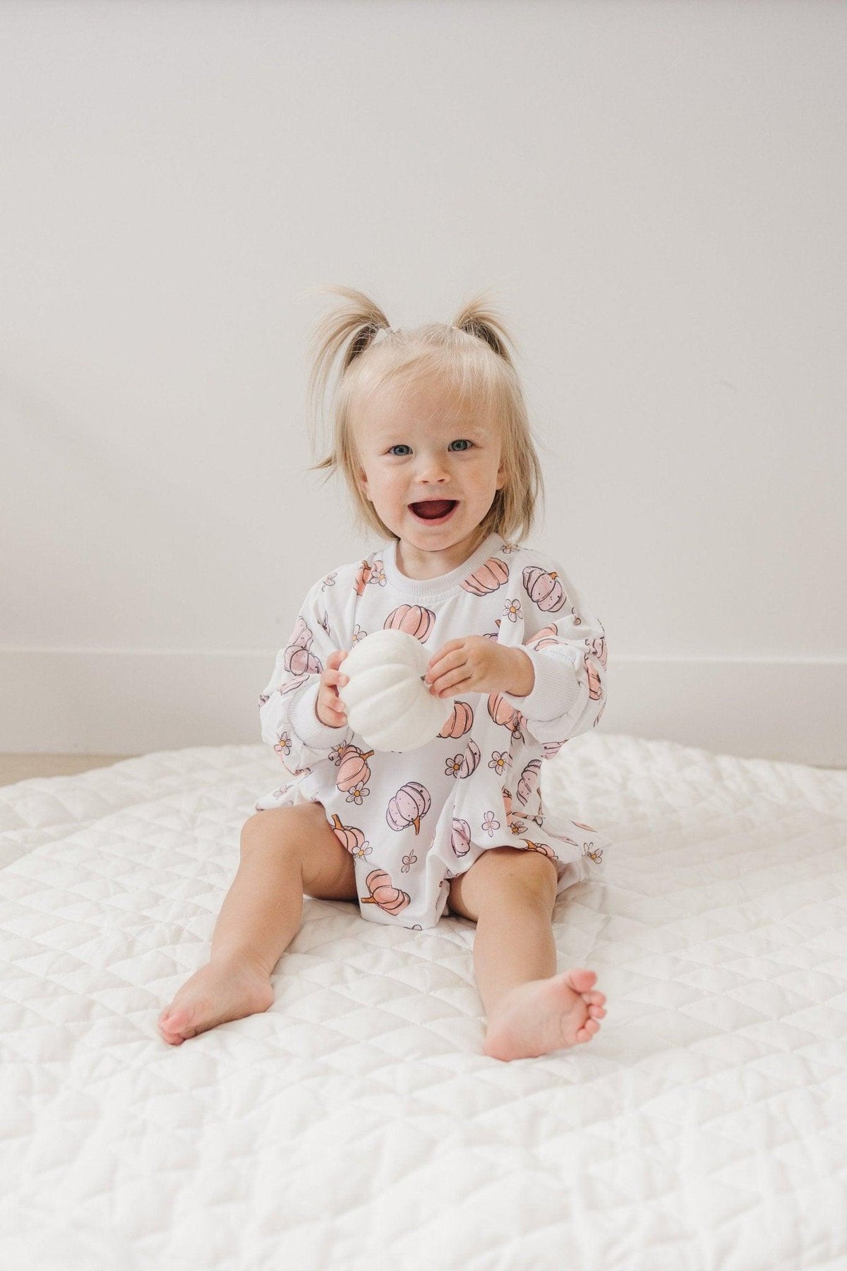 Bamboo Bubble Romper, Pastel Pumpkins, Oversized by Little Joy Co.