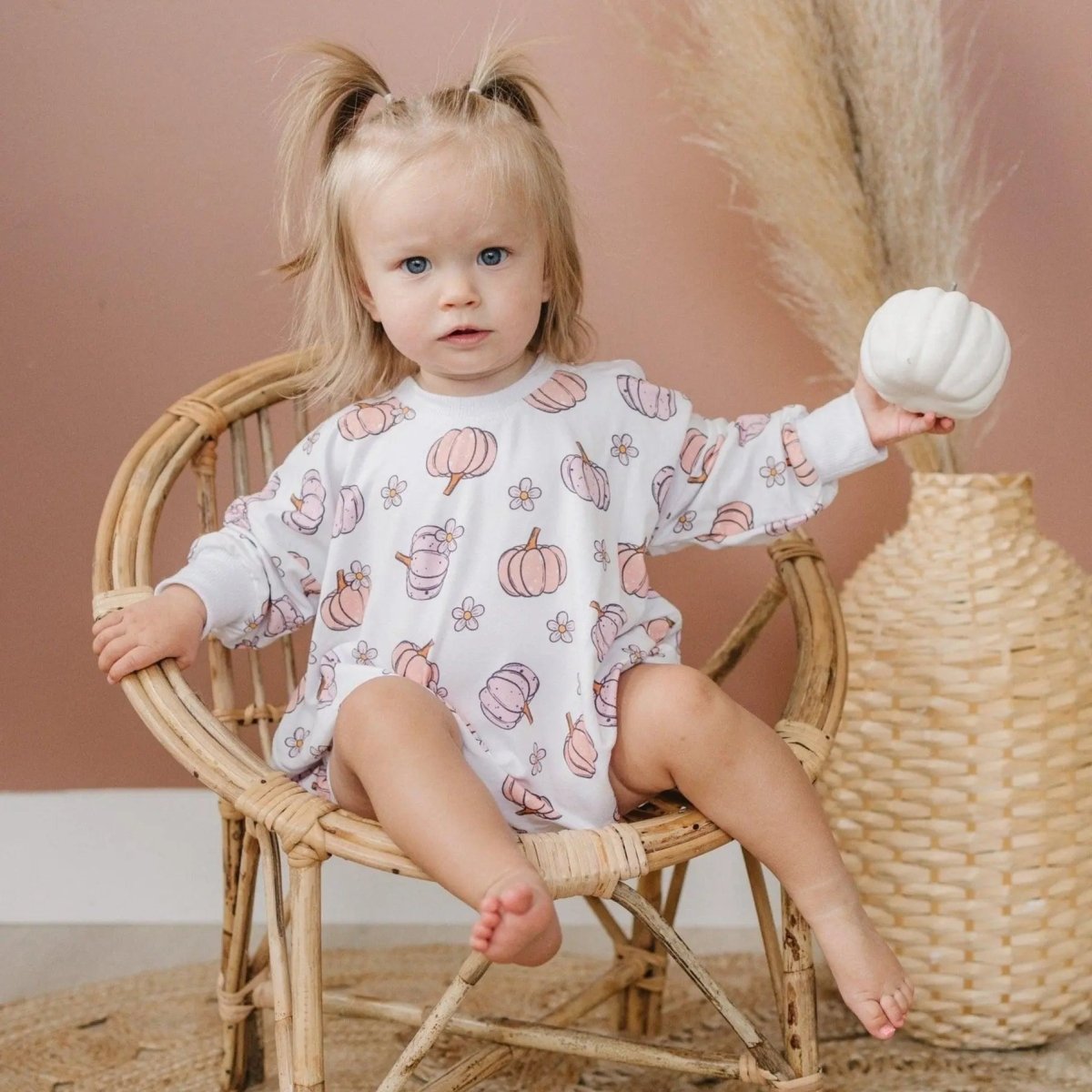 Little Joy Co. Pastel Pumpkins Bamboo Bubble Romper For Newborns Toddlers - Everetts Place Boutique - 