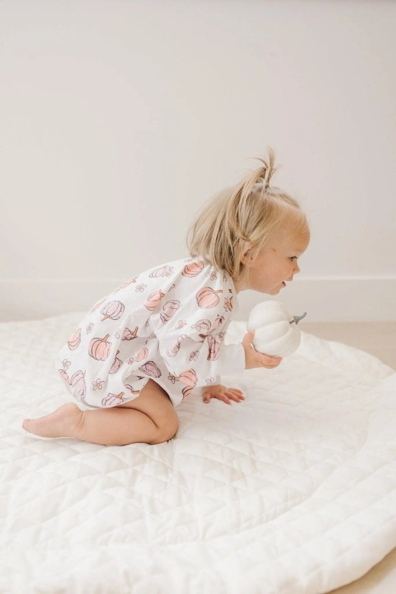Little Joy Co. Pastel Pumpkins Bamboo Bubble Romper For Newborns Toddlers - Everetts Place Boutique - 