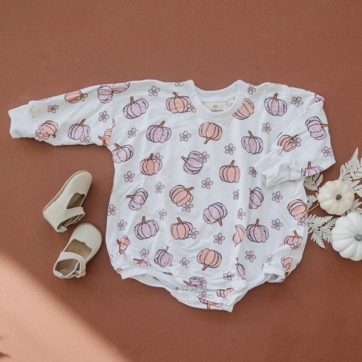 Little Joy Co. Pastel Pumpkins Bamboo Bubble Romper For Newborns Toddlers - Everetts Place Boutique - 