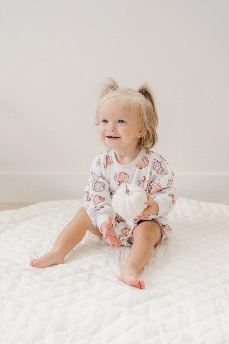Little Joy Co. Pastel Pumpkins Bamboo Bubble Romper For Newborns Toddlers - Everetts Place Boutique - 