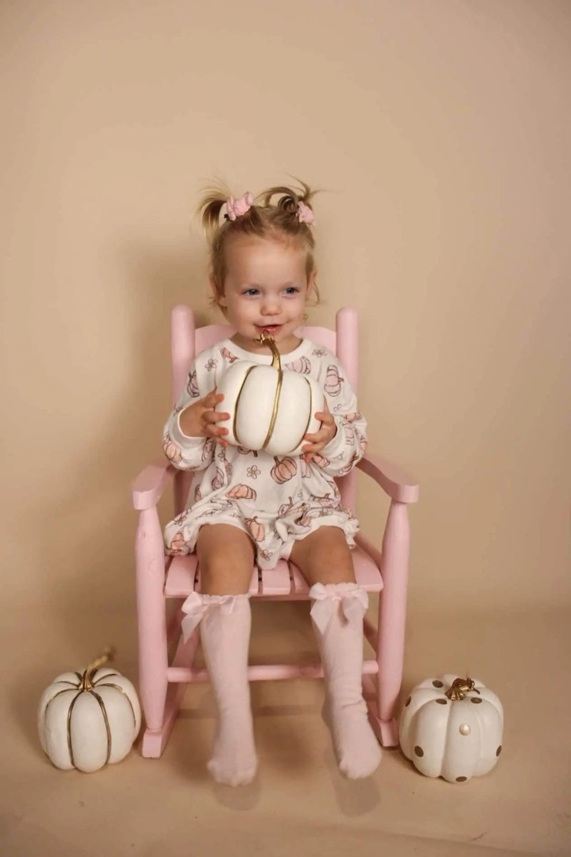 Little Joy Co. Pastel Pumpkins Bamboo Bubble Romper For Newborns Toddlers - Everetts Place Boutique - 