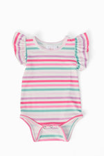 Mila & Rose ® Pastel Stripes S/S Flutter Bodysuit - 